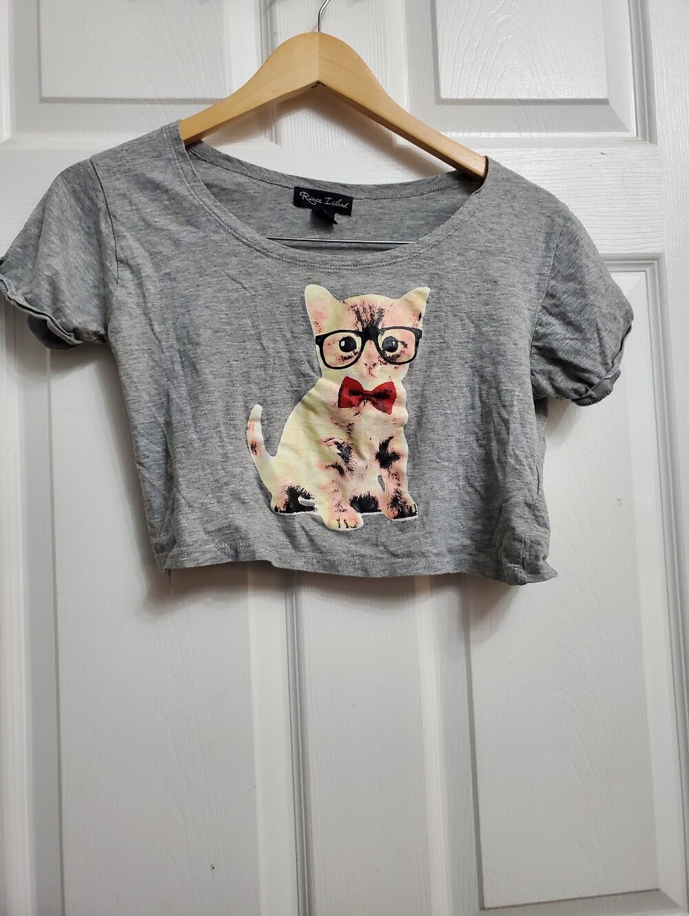 River Island Nerdy Cat Crop Top - SIZE M